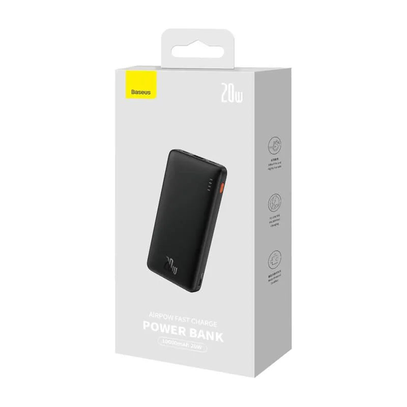 Baseus Airpow Powerbank, 10.000mAh, USB + USB-C, 20W, schwarz
