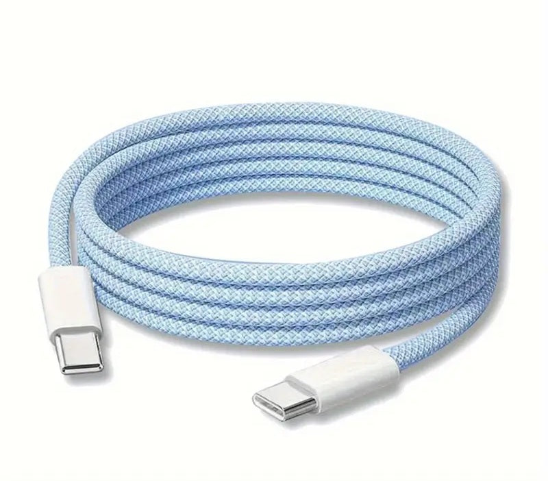 2m 60W Schnellladekabel USB-C zu USB-C für iPhone/Android/ Blau oder Grün