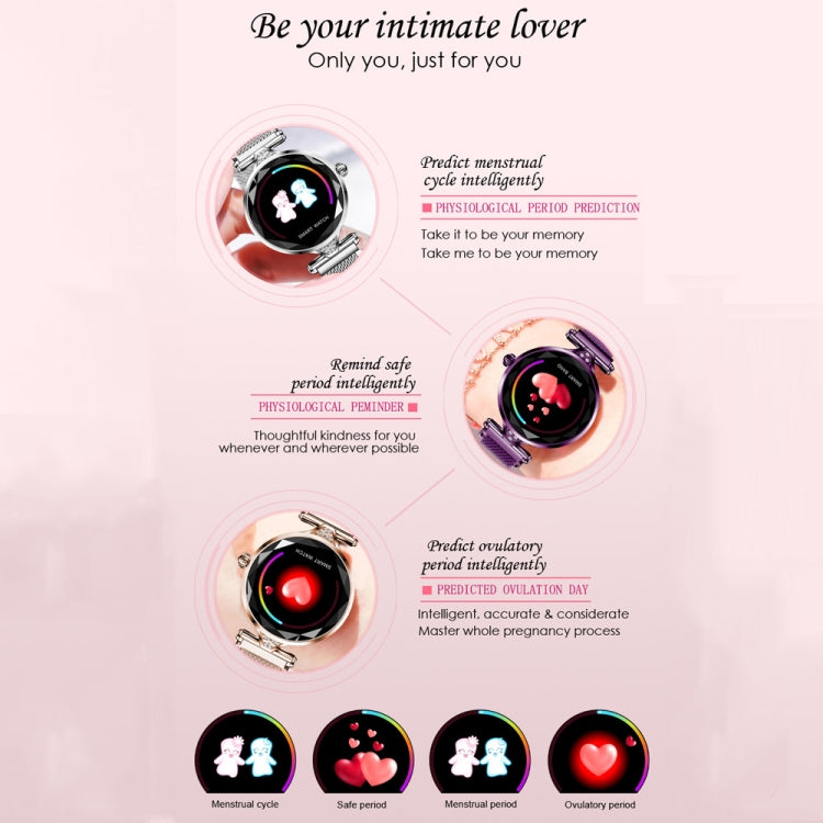 H1 1,04 Zoll IPS-LCD Frauen Smartwatch IP67 Wasserdicht in Gold