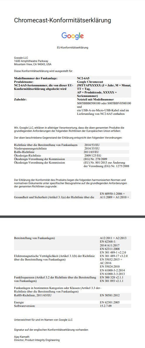 Google Chromecast USB Netzteil 5V Ideal für diverse USB Geräte