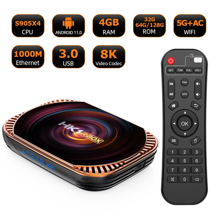 4K TV -Box, Android 11 Amlogic S905x4 CPU mit RC 4 GB+128 GB (Occasionsgerät)