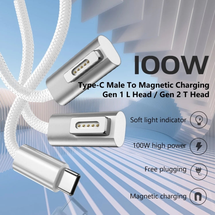 100 W 5-poliges MagSafe 1 (L-förmig) auf USB-C / Typ-C PD-Ladekabel, Kabellänge: 1,8 m
