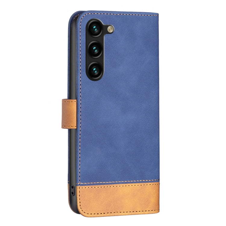 Für Samsung Galaxy S23+ 5G BF11 Color Matching Skin Feel Leather Phone Case (Blau)