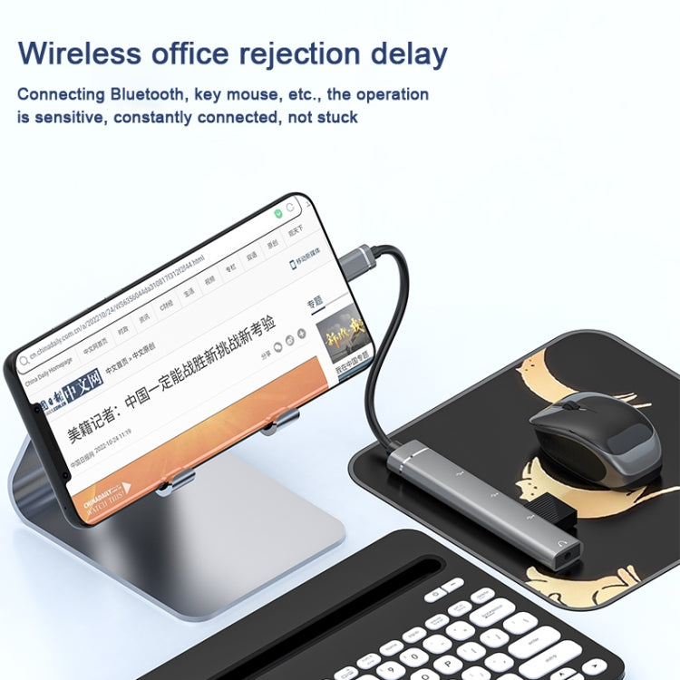 USB-C / Type-C auf 3,5 mm + 2USB + Type-C HUB-Dockingstation (Grau)