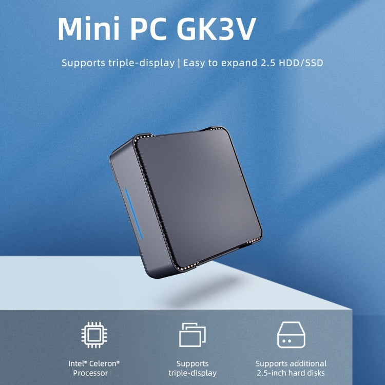 GK3V Windows 11 Pro Mini-PC, Intel Gemini Lake J4125, Speicher: 8GB + 256GB