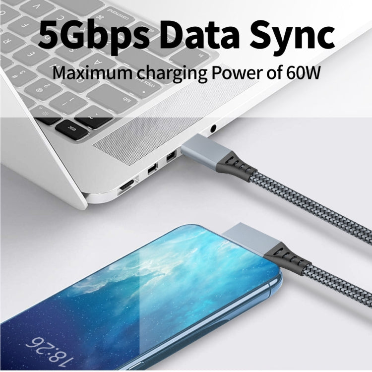 6 m langes USB-C-/Typ-C-zu-USB-C-/Typ-C-Winkelstück, 5 Gbit/s, 60 W, USB 3.1 Gen1, Schnellladen & Daten Synchro.