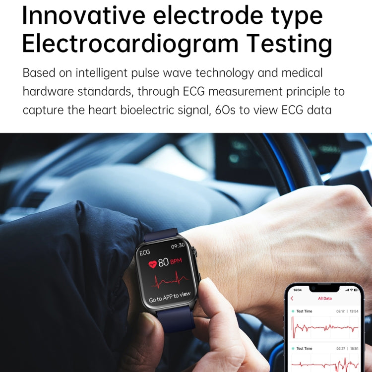 TK12 1,96 Zoll IP67 wasserdichte Lederarmband-Smartwatch unterstützt EKG / Fernfamilienpflege / Bluetooth-Anruf / Körpertemperaturüberwachung, Leather Band (Brown), Leather Band (Black)