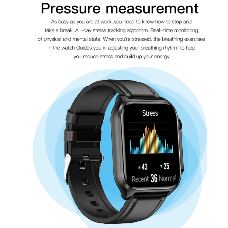 TK12 1,96 Zoll IP67 wasserdichte Lederarmband-Smartwatch unterstützt EKG / Fernfamilienpflege / Bluetooth-Anruf / Körpertemperaturüberwachung, Leather Band (Brown), Leather Band (Black)