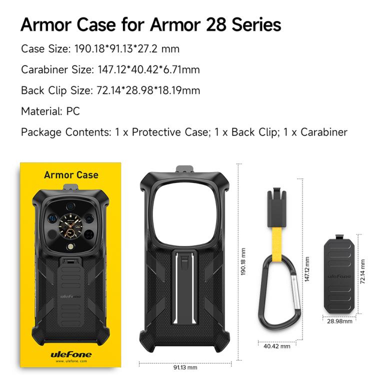 Ulefone Armor 28 Ultra / 28 Ultra Thermal Back Clip-Telefonhülle mit Karabiner