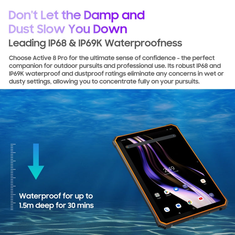 Robustes Blackview Active 8 Pro 4G-Tablet, 10,36 Zoll, 8 GB + 256 GB, Android 13 MT6789 Octa Core, unterstützt Dual-SIM, globale Version mit Google Play, EU-Stecker