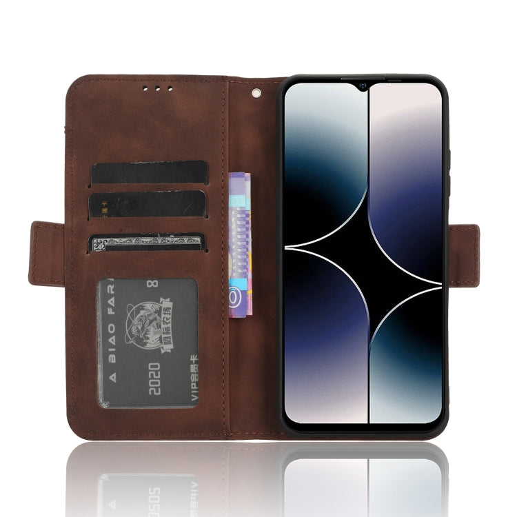Für Ulefone Note 16 Pro Hautgefühl Kalbstextur Kartenfächer Leder Handyhülle (Braun)