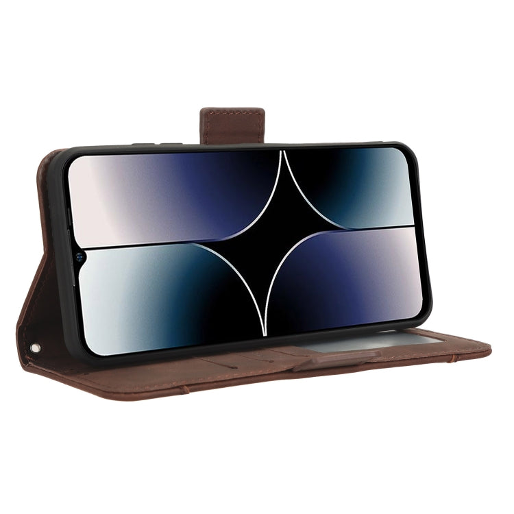 Für Ulefone Note 16 Pro Hautgefühl Kalbstextur Kartenfächer Leder Handyhülle (Braun)