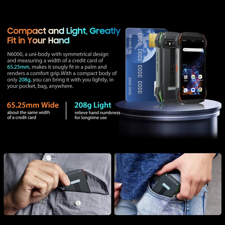 Blackview N6000, 8 GB+256 GB, IP68/IP69K/MIL-STD-810H 4,3 Zoll Android 13
