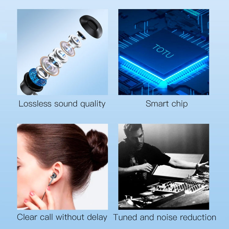 TOTU EP-3 In-Ear-Kopfhörer mit Kabel, Länge: 1,2 m, USB-C (schwarz)