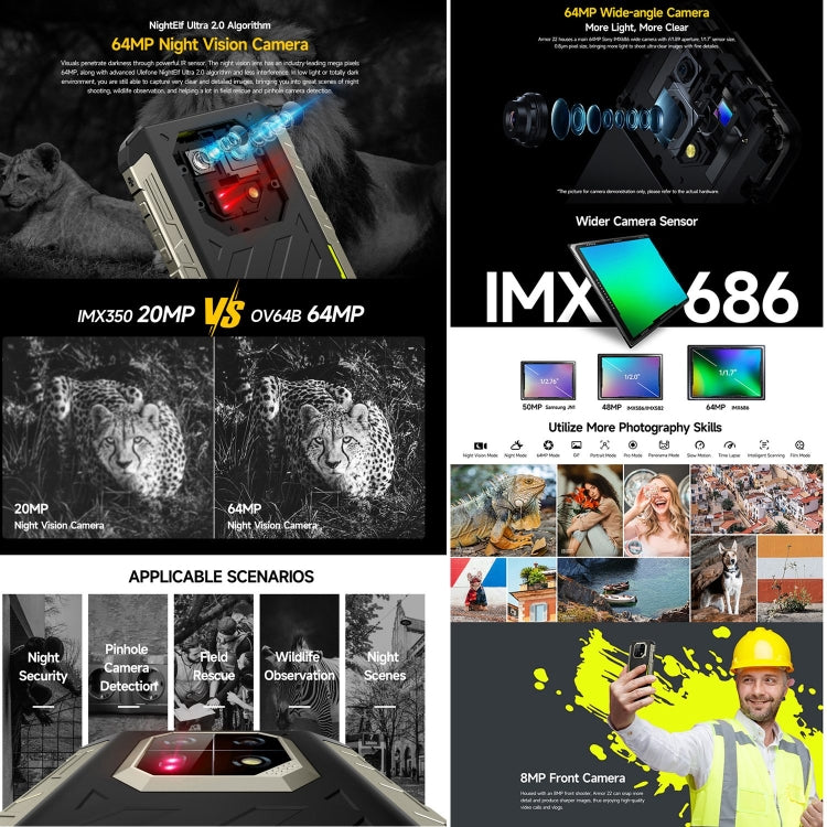 Ulefone Armor 22, 8 GB + 256 GB IP68/IP69K, 6,58 Zoll 4G, NFC, OTG