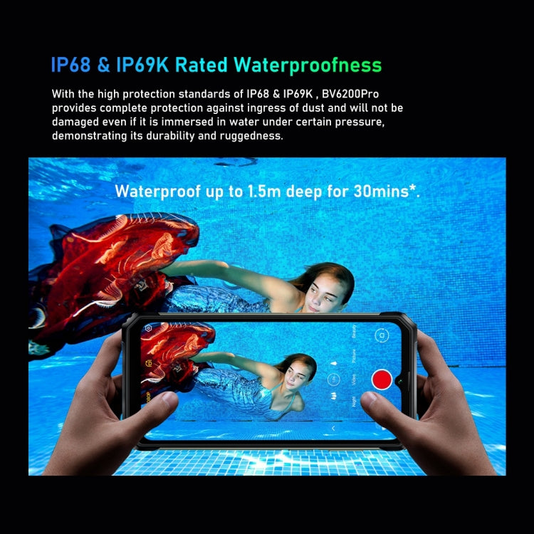 Blackview BV6200 Pro, IP68/IP69K/MIL-STD-810H, 6,56 Zoll Android 13 MediaTek Helio P35 Octa Core, Netzwerk: 4G, OTG