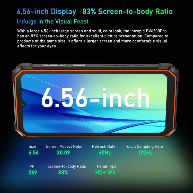 Blackview BV6200 Pro, IP68/IP69K/MIL-STD-810H, 6,56 Zoll Android 13 MediaTek Helio P35 Octa Core, Netzwerk: 4G, OTG