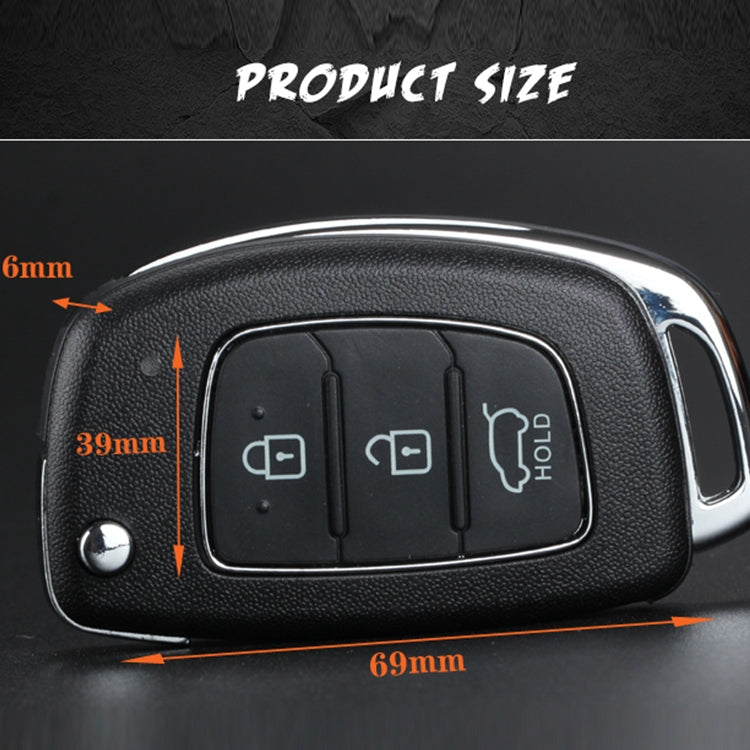 Für Hyundai 3-Tasten-Klappschlüsselgehäuse mit silberner Metallkante