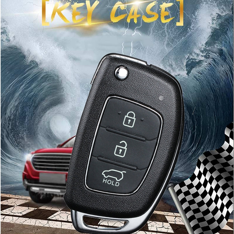 Für Hyundai 3-Tasten-Klappschlüsselgehäuse mit silberner Metallkante