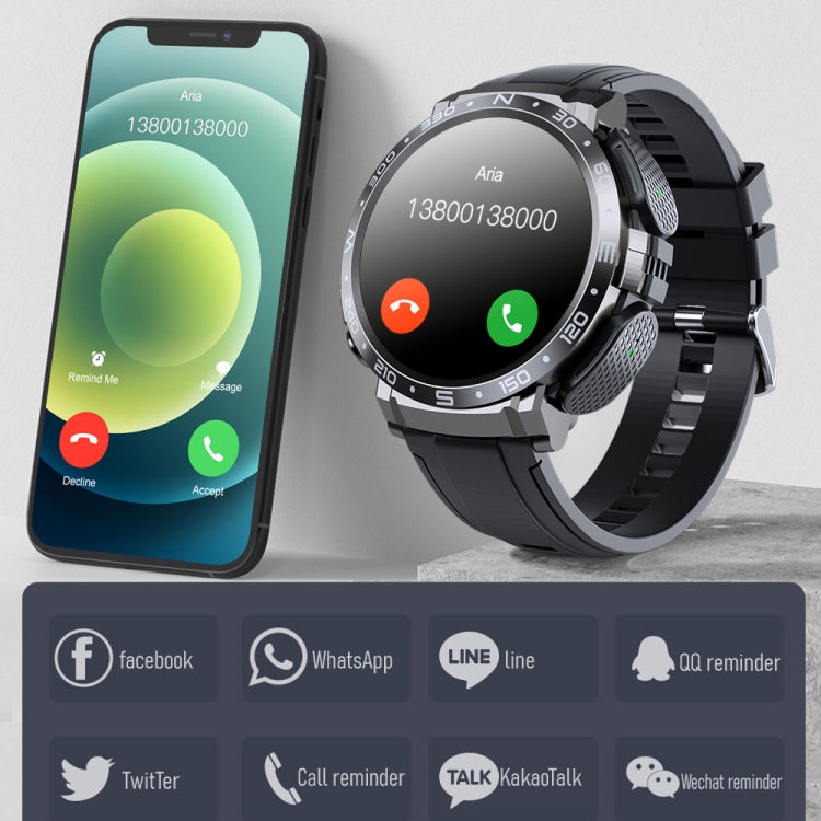 M68 Plus 1,52 Zoll runder Bildschirm 2 in 1 Bluetooth-Kopfhörer-Smartwatch, 512 MB Speicher, unterstützt Gesundheitsüberwachung