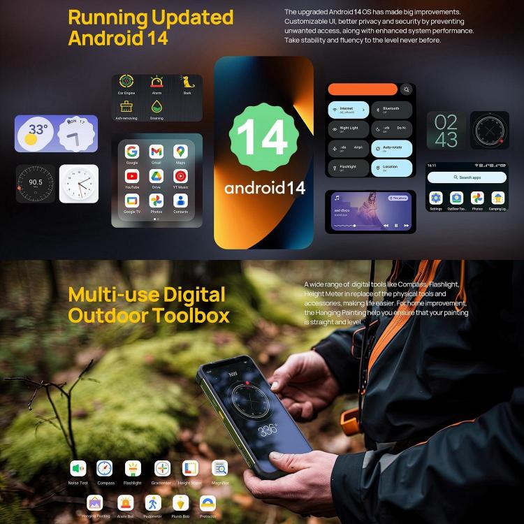 Ulefone Armor 24, robustes Telefon, seitlicher Fingerabdruck, 22000 mAh, 6,78 Zoll Android 13 MediaTek Helio G96 Octa Core, Netzwerk: 4G, NFC
