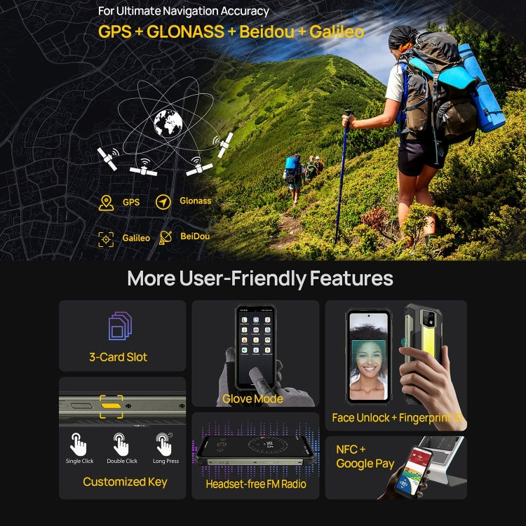 Ulefone Armor 24, robustes Telefon, seitlicher Fingerabdruck, 22000 mAh, 6,78 Zoll Android 13 MediaTek Helio G96 Octa Core, Netzwerk: 4G, NFC