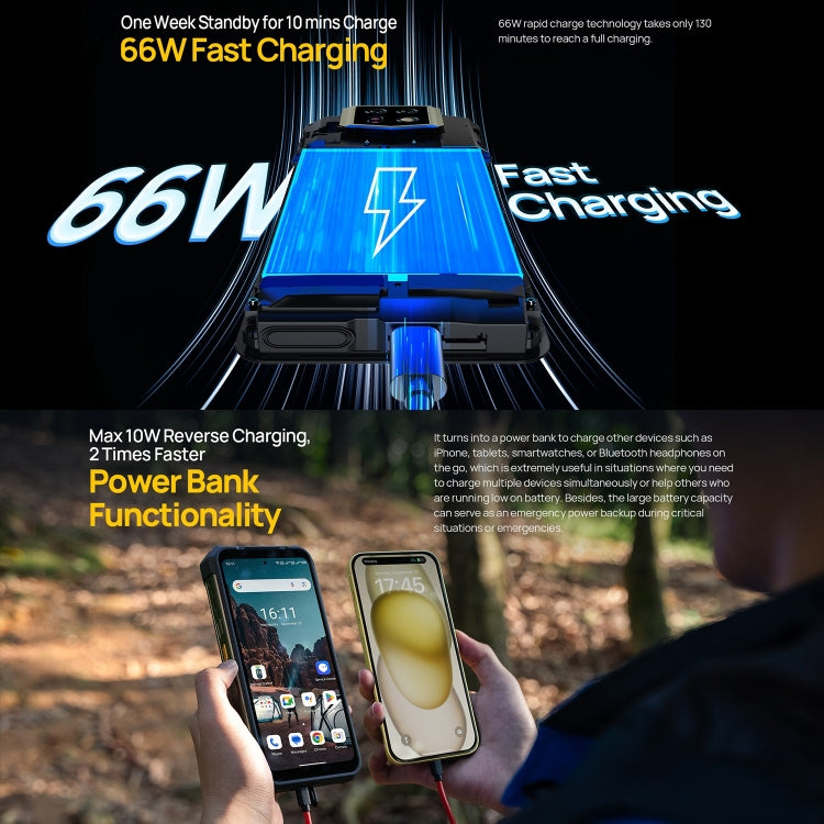 Ulefone Armor 24, robustes Telefon, seitlicher Fingerabdruck, 22000 mAh, 6,78 Zoll Android 13 MediaTek Helio G96 Octa Core, Netzwerk: 4G, NFC