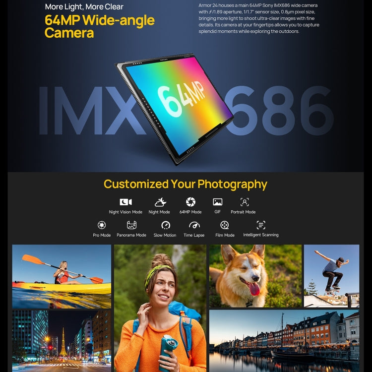 Ulefone Armor 24, robustes Telefon, seitlicher Fingerabdruck, 22000 mAh, 6,78 Zoll Android 13 MediaTek Helio G96 Octa Core, Netzwerk: 4G, NFC