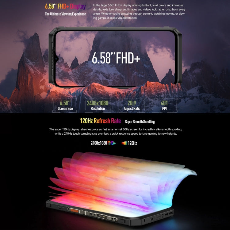 Ulefone Power Armor 18T Ultra Version 5G Robustes Wärmebildtelefon, seitlicher Fingerabdruck, 6,58 Zoll Android 13 MediaTek Dimensity 7050 Octa Core bis zu 2,6 GHz, Netzwerk: 5G, NFC, OTG