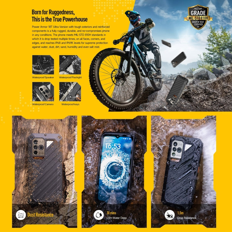 Ulefone Power Armor 18T Ultra Version 5G Robustes Wärmebildtelefon, seitlicher Fingerabdruck, 6,58 Zoll Android 13 MediaTek Dimensity 7050 Octa Core bis zu 2,6 GHz, Netzwerk: 5G, NFC, OTG