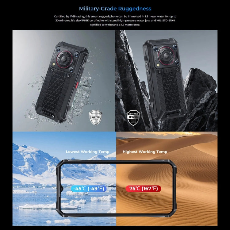 Oukitel WP33 Pro, IP68/IP69K, Fingerabdruckerkennung, 22000 mAh, 6,6 Zoll MediaTek Dimensity 6100+ Octa-Core, NFC, OTG, Netzwerk: 5G