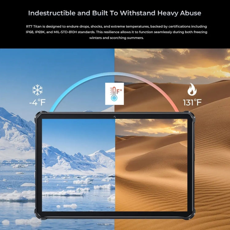 OUKITEL RT7 TITAN 4G Netzwerk IP68/IP69K Robustes Tablet, 10,1 Zoll Android 13 MediaTek MT8788 Octa Core Unterstützung Dual SIM, EU-Stecker, RT7 4G 8GB+256GB