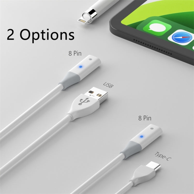 Für Apple Pencil 1 USB-C / Typ-C auf Typ-C Stylus-Ladekabel mit Kontrollleuchte 1 m (weiß)