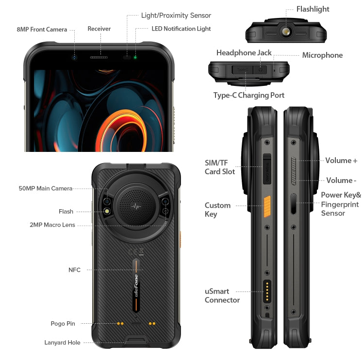 Ulefone Power Armor 16S, 8 GB + 128 GB, 9600 mAh Akku