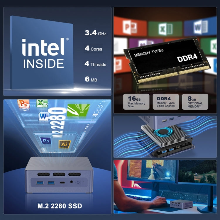 GXMO N9 Windows 11 Intel ADL-N N95 4-Core-Prozessor-Minicomputer, 8GB + 256GB