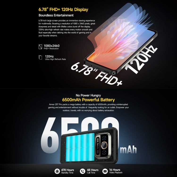 Robustes Ulefone Armor 25T Pro-Telefon, Wärmebildgebung, 6,78 Zoll Android 14 MediaTek Dimensity 6300 Octa Core, Netzwerk: 5G, NFC