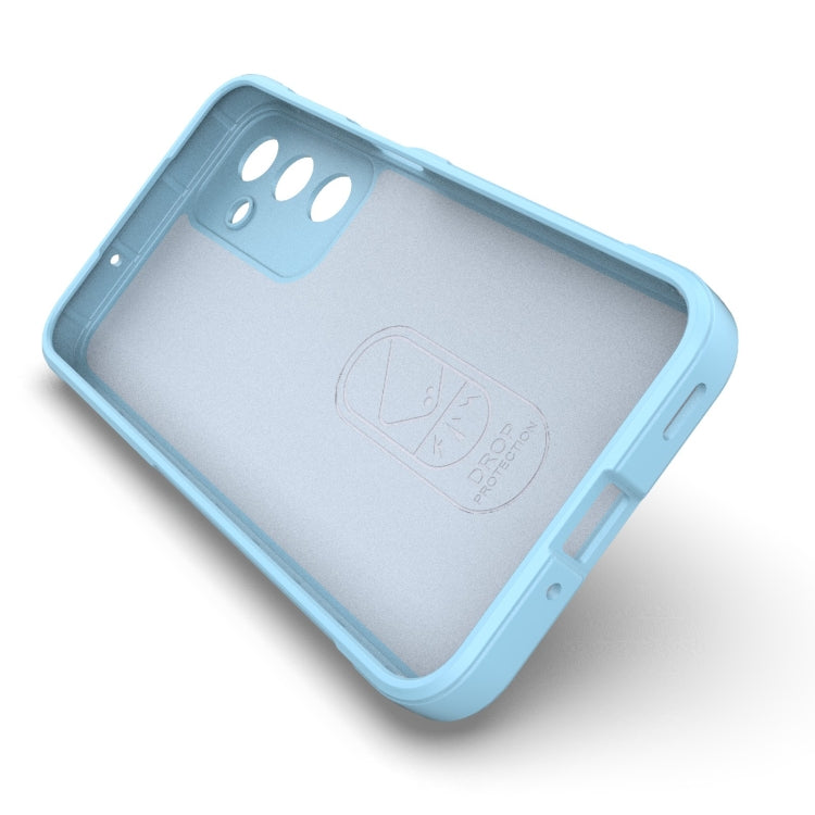 Für Samsung Galaxy M35 Magic Shield TPU + Flanell-Telefonhülle (Hellblau)