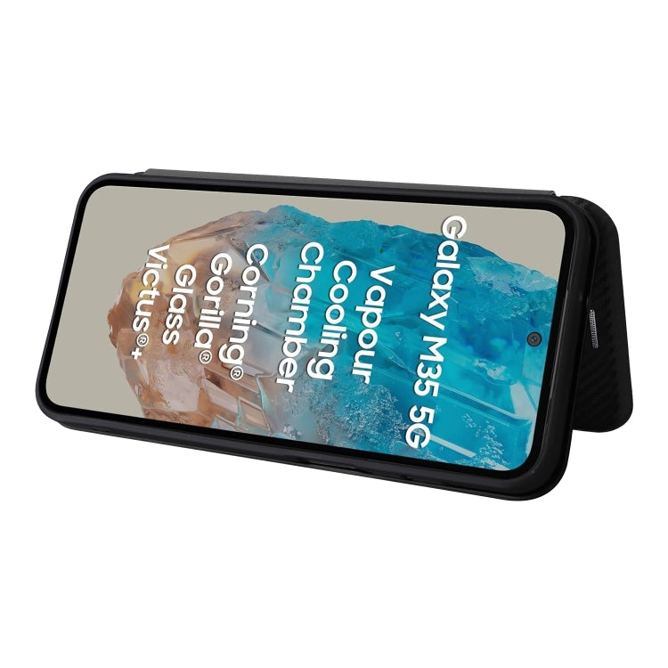 Für Samsung Galaxy M35 Carbon Fiber Texture Flip Leder Handyhülle