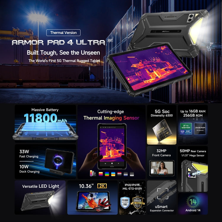 Ulefone Armor Pad 4 Ultra Thermal Version Robustes Tablet, 8 GB + 256 GB