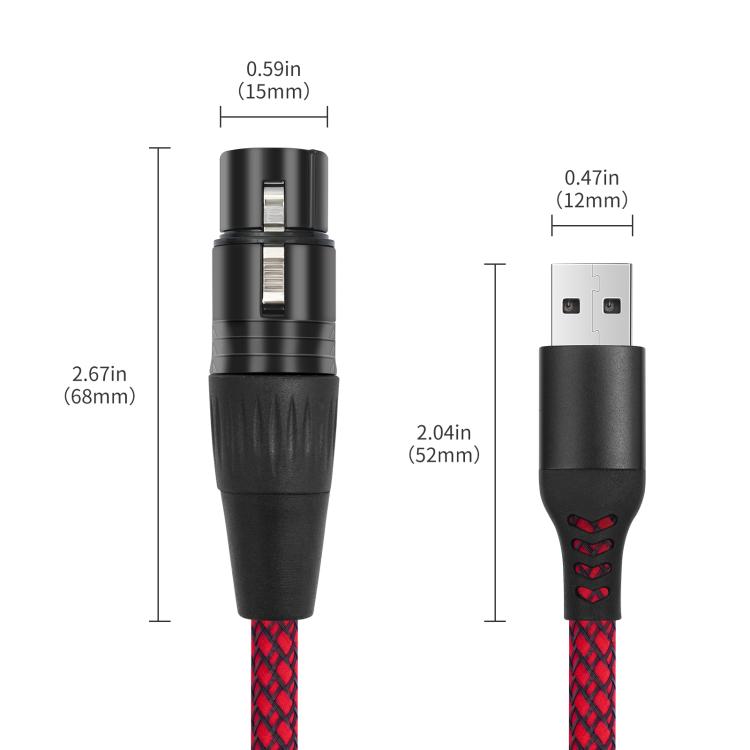 USB-A auf XLR-Buchse Audiokabel für dynamische Mikrofone, 1 m, 2 m, 3 m