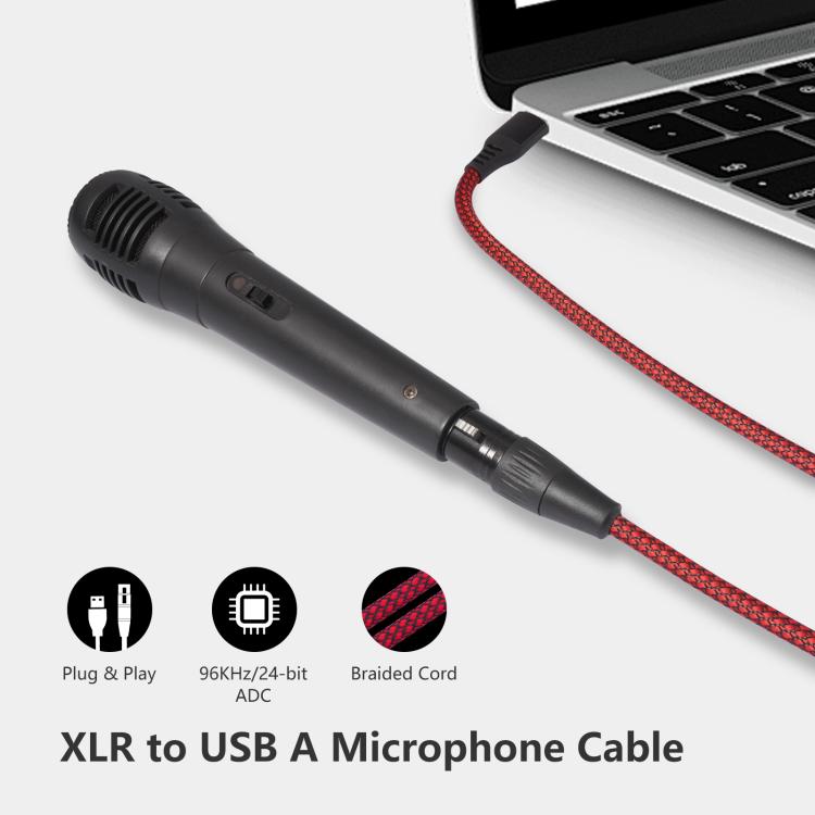 USB-A auf XLR-Buchse Audiokabel für dynamische Mikrofone, 1 m, 2 m, 3 m