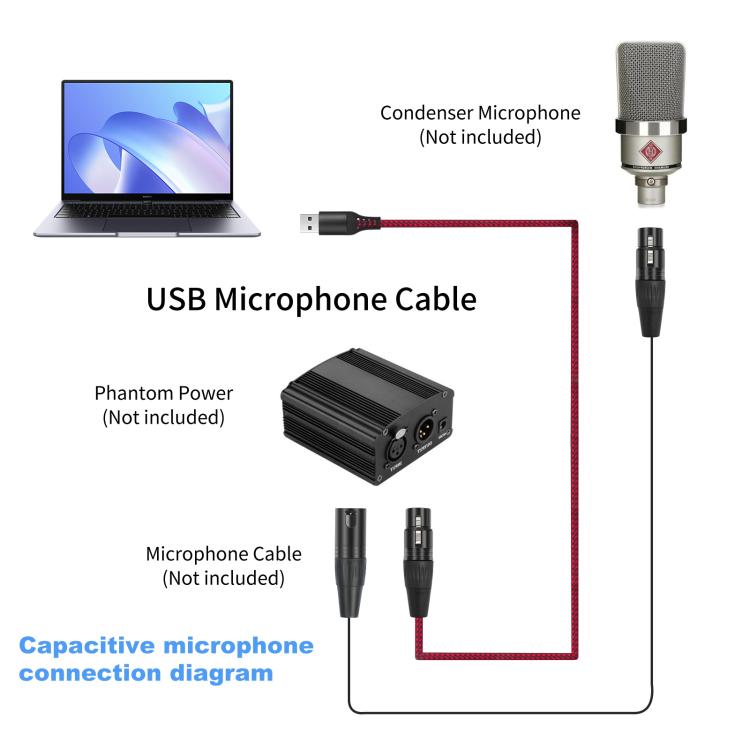 USB-A auf XLR-Buchse Audiokabel für dynamische Mikrofone, 1 m, 2 m, 3 m