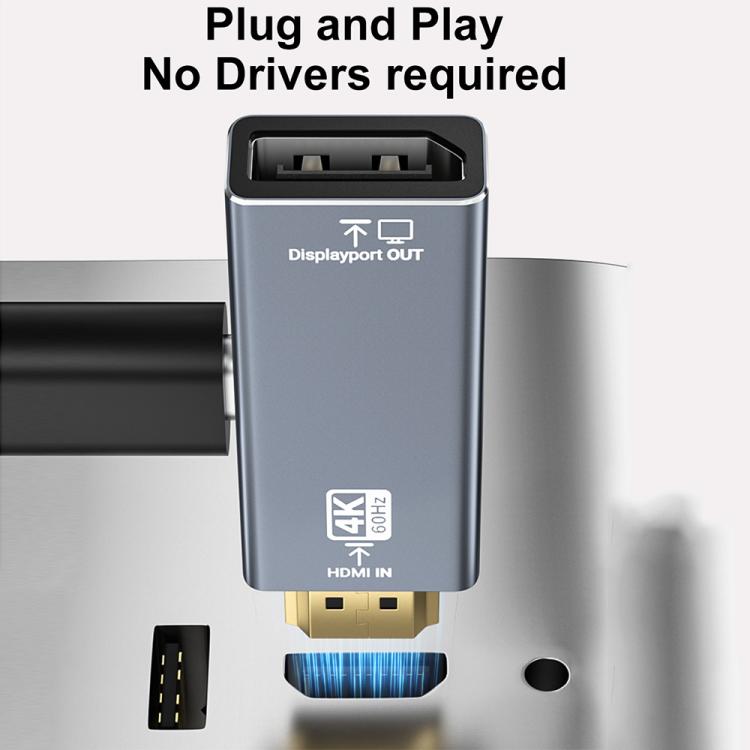 4K 60Hz HDMI-Stecker auf DP-Buchse HD-Adapter (Grau)