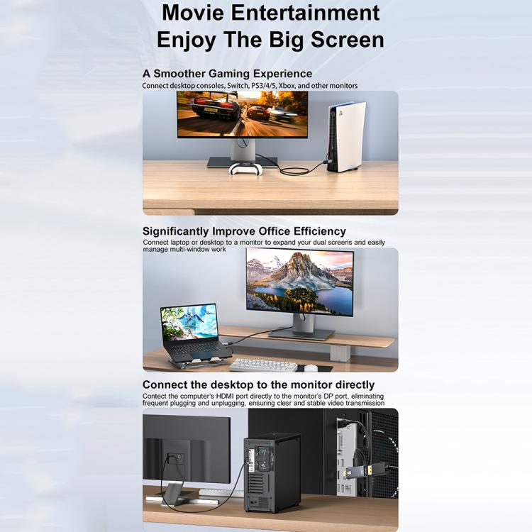 4K 60Hz HDMI-Stecker auf DP-Buchse HD-Adapter (Grau)