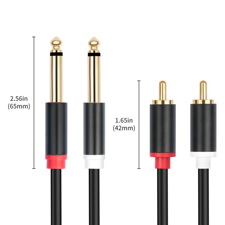 2 RCA to 2x6.35mm Male Mixing Consoles Audio Connection Cables, 1.5m, 3m, 5m