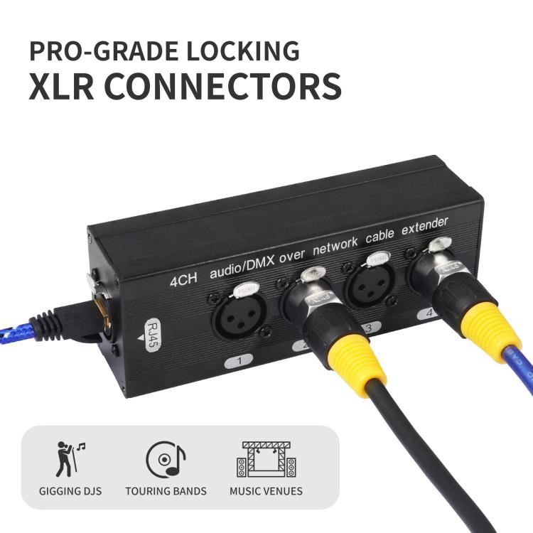 4-Kanal XLR-Stecker auf Buchse Expander-Splitter-Breakout-Box RJ45 Ethernet-Erweiterung