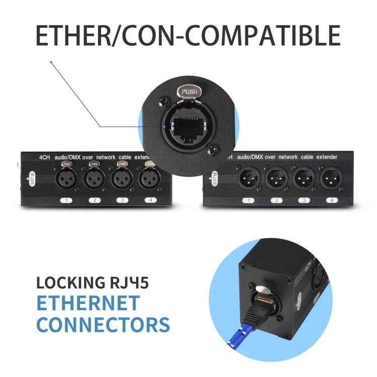 4-Kanal XLR-Stecker auf Buchse Expander-Splitter-Breakout-Box RJ45 Ethernet-Erweiterung