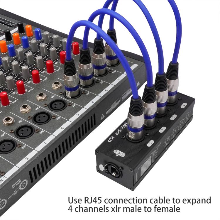4-Kanal XLR-Stecker auf Buchse Expander-Splitter-Breakout-Box RJ45 Ethernet-Erweiterung