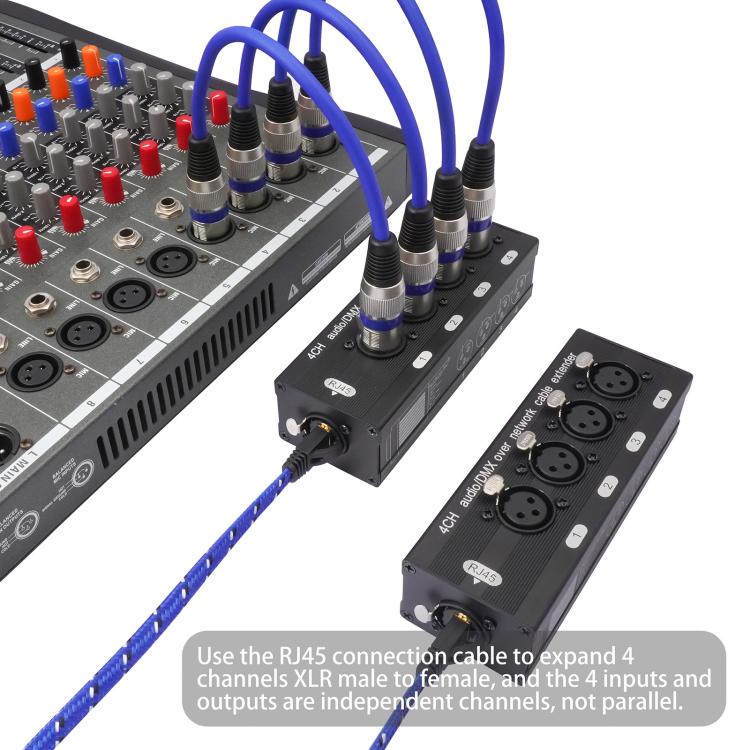 4-Kanal XLR-Stecker auf Buchse Expander-Splitter-Breakout-Box RJ45 Ethernet-Erweiterung