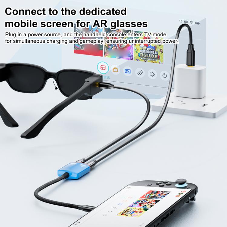 2-in-1-AR-Konverter mit vollem Funktionsumfang: USB-C auf Dual-USB-C (Schwarz/Weiß)